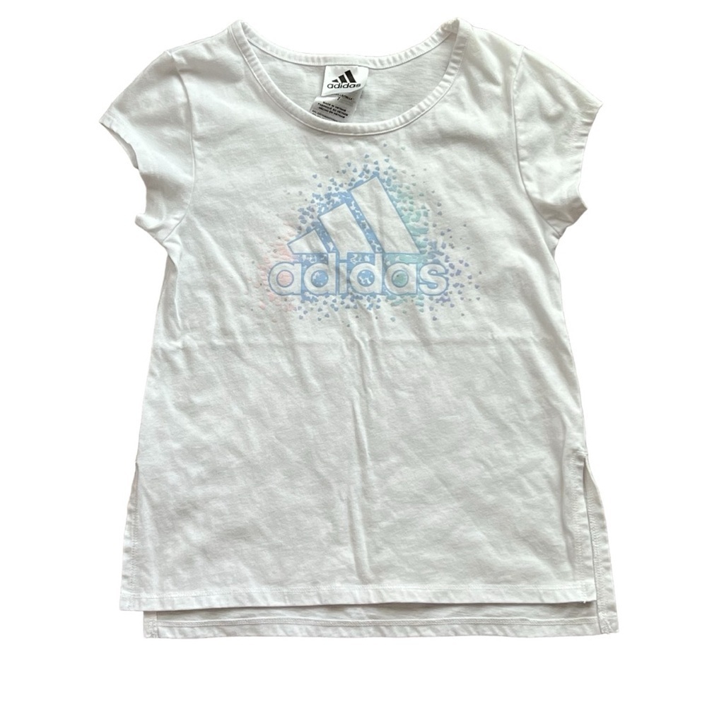 Adidas White Short Sleeve Gradient Logo Shirt Size 7